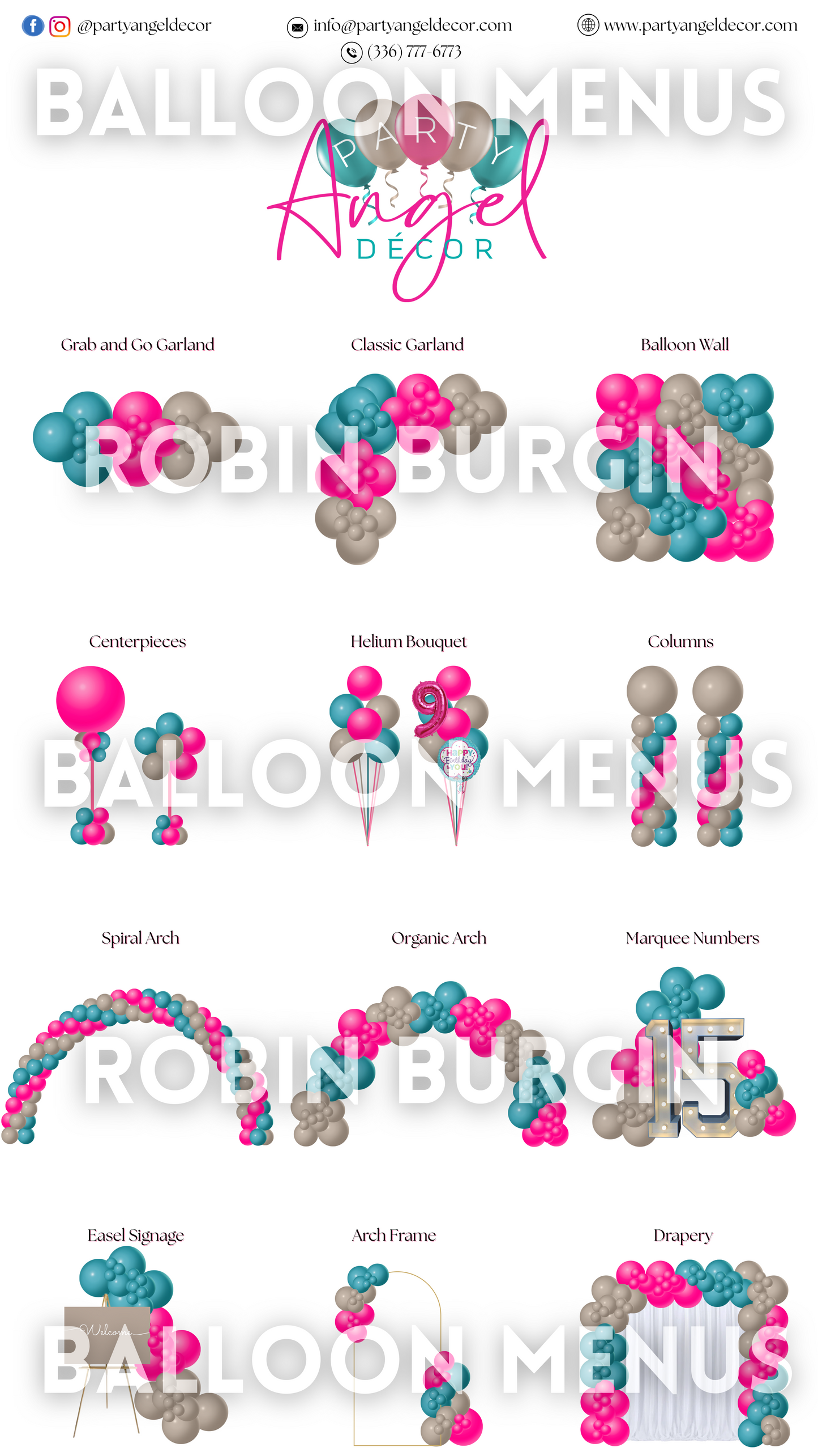 Custom Balloon Menu - Party Angel Decor (Large)