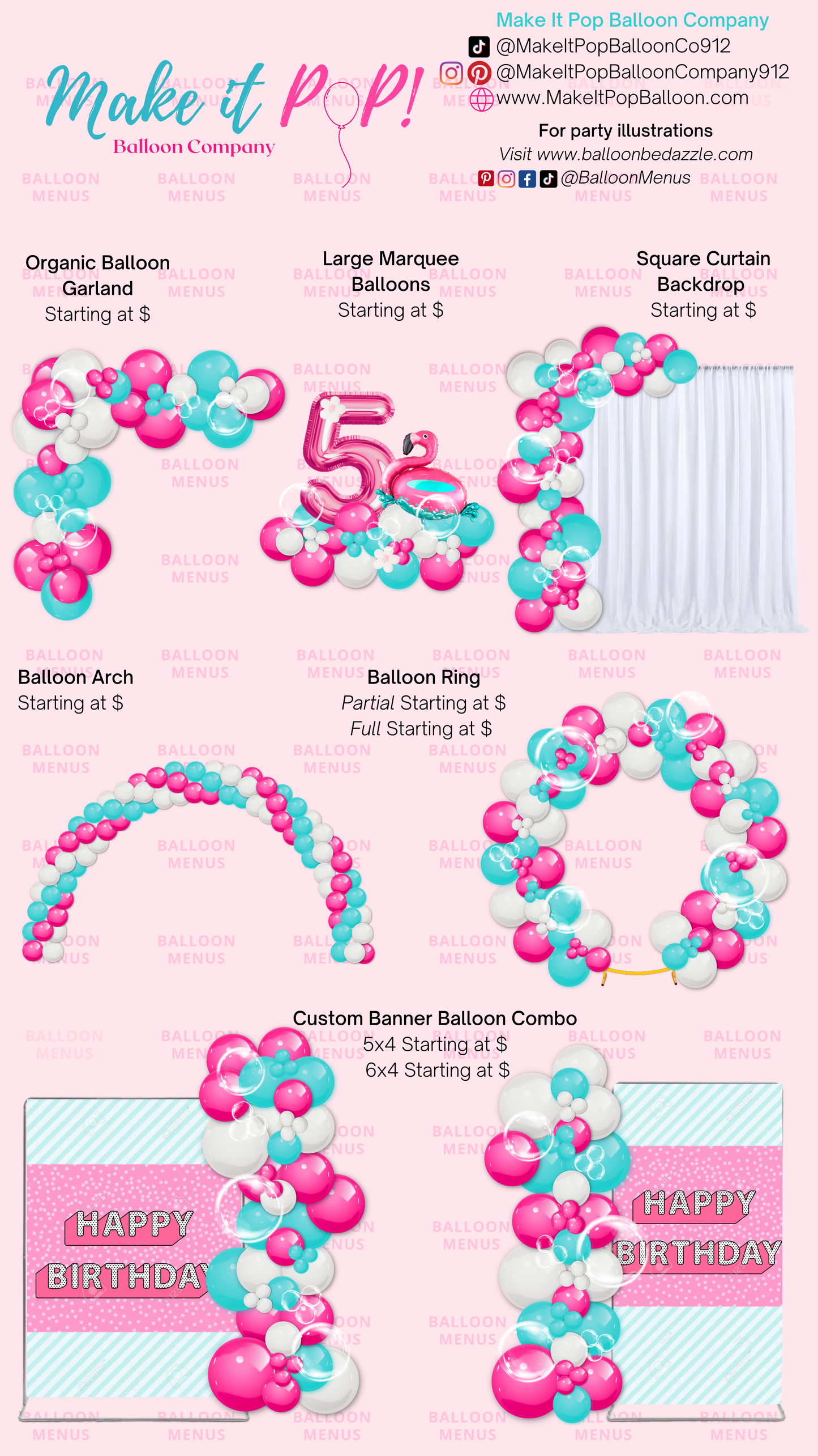 Make It Pop Balloon Company- Client Balloon Menu