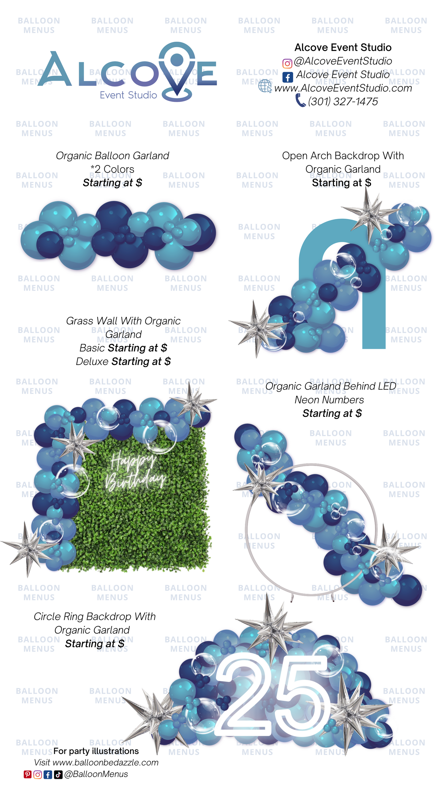 Alcove Event Studio- Client Balloon Menu