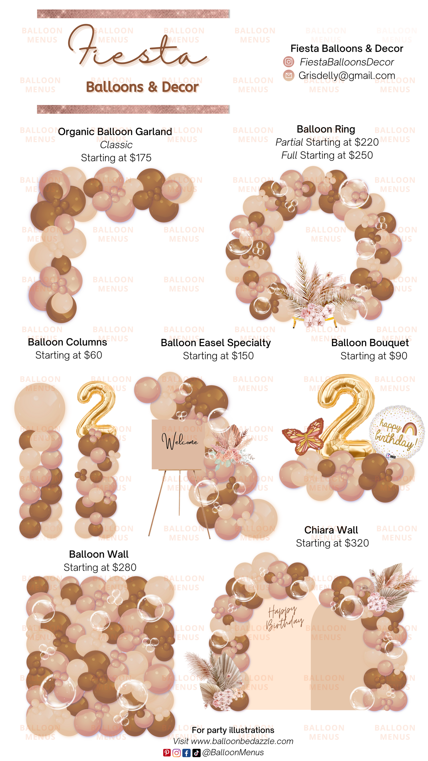 Fiesta Balloons & Decor - Client Balloon Menu