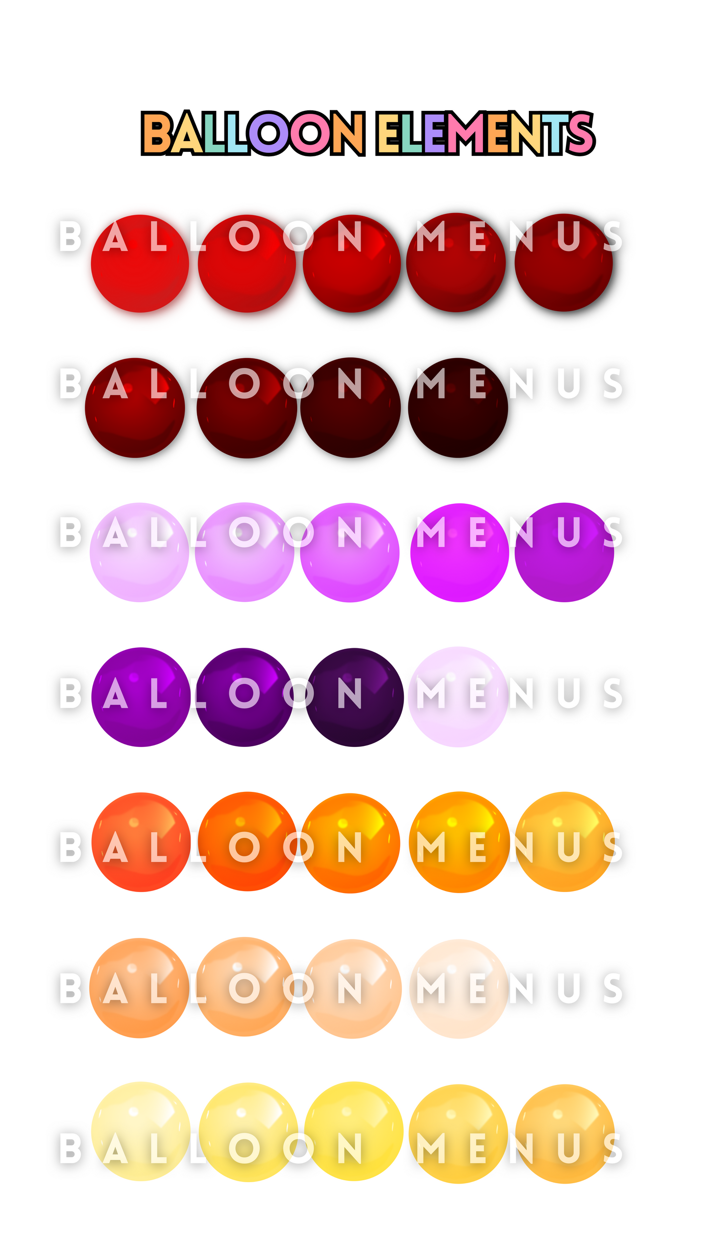 Digital Balloon Elements - (Balloons To Create Balloon Menus)