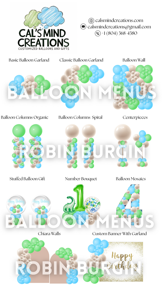 Custom Balloon Menu - Calsmind Creations (Large)