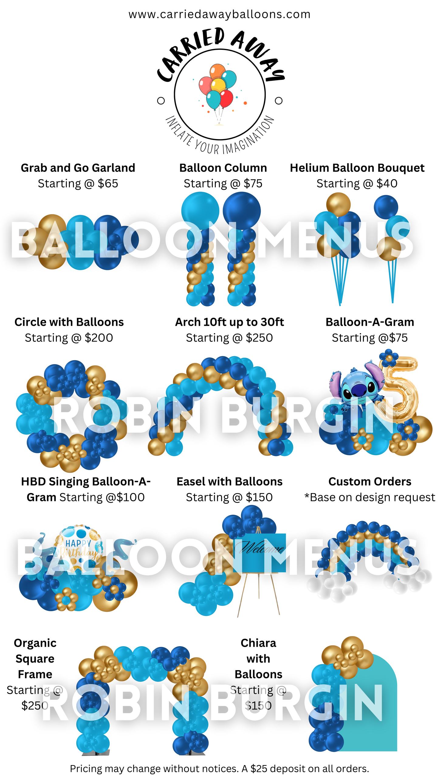 Custom Balloon Menu - Carried Away (Large)