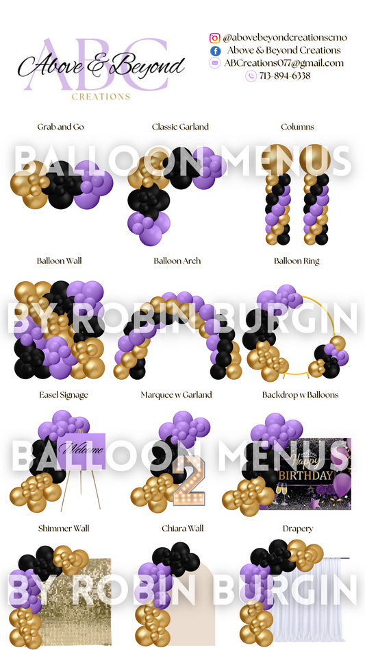 Custom Balloon Menu - Above & Beyond Creations (Large)