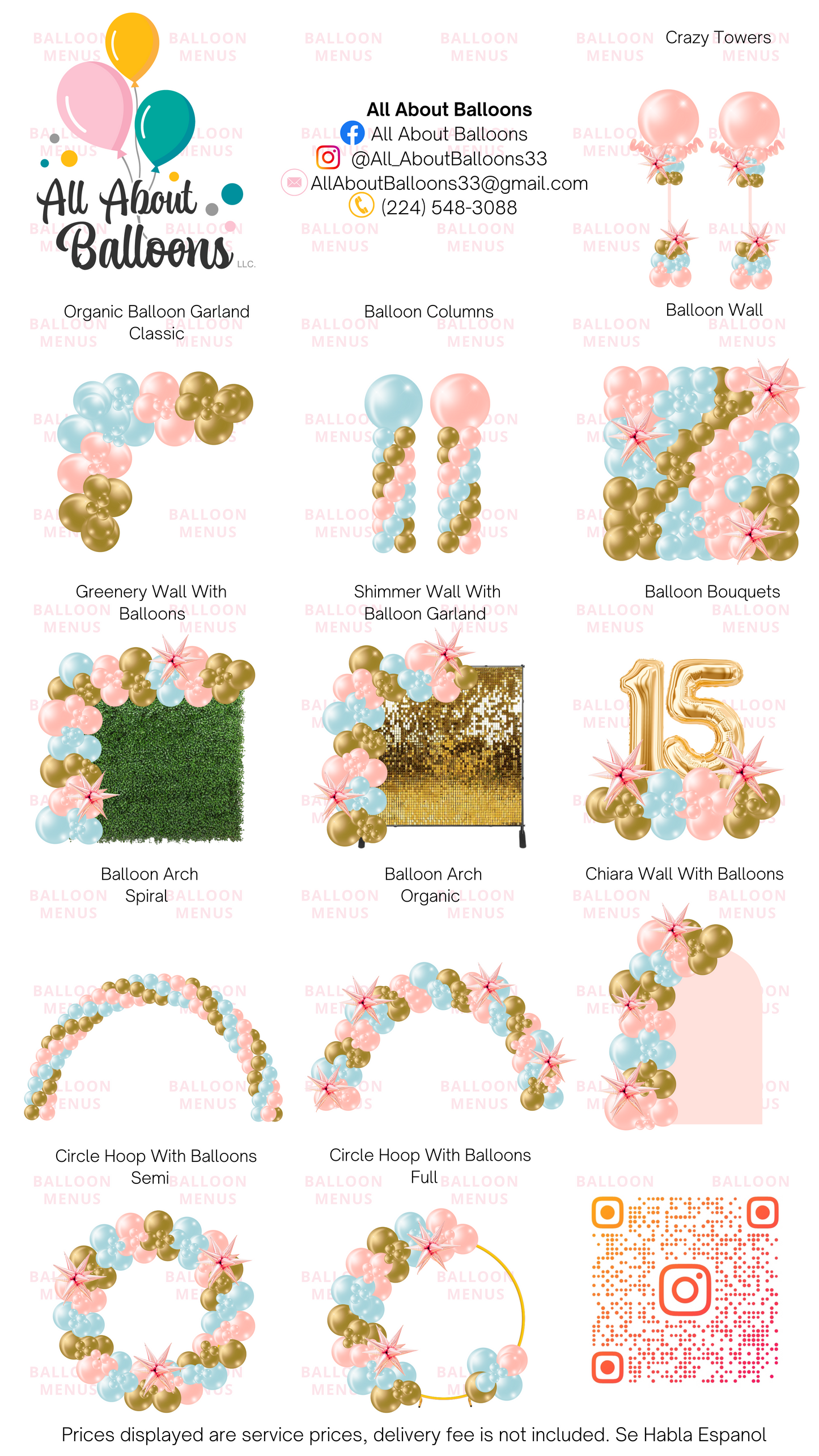 All About Balloons - Client Balloon Menu