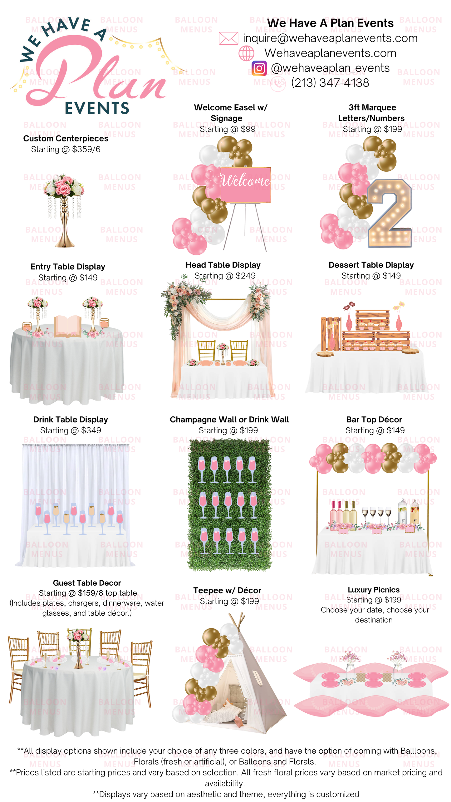 We Have A Plan Events- Client Balloon Menu