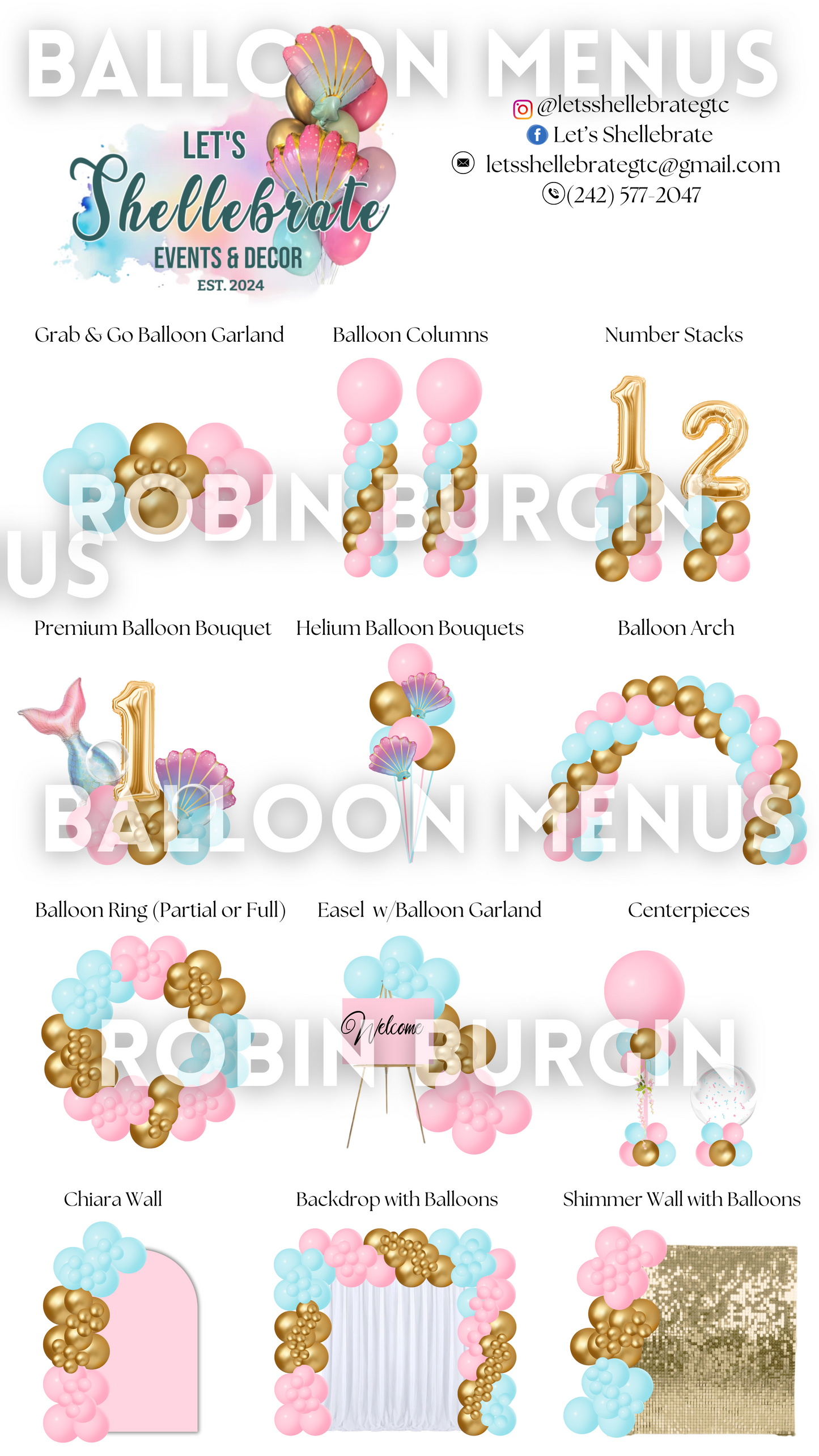 Custom Balloon Menu - Let's Shellebrate (Large)