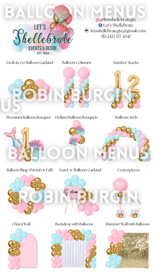 Custom Balloon Menu - Let's Shellebrate (Large)