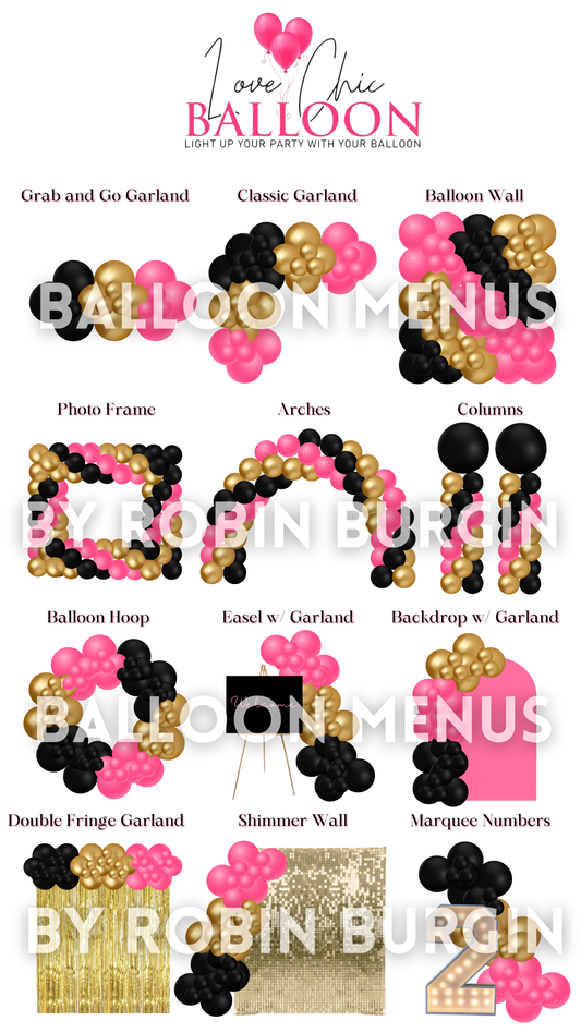 Custom Balloon Menu - Love Chic Balloon (Large)