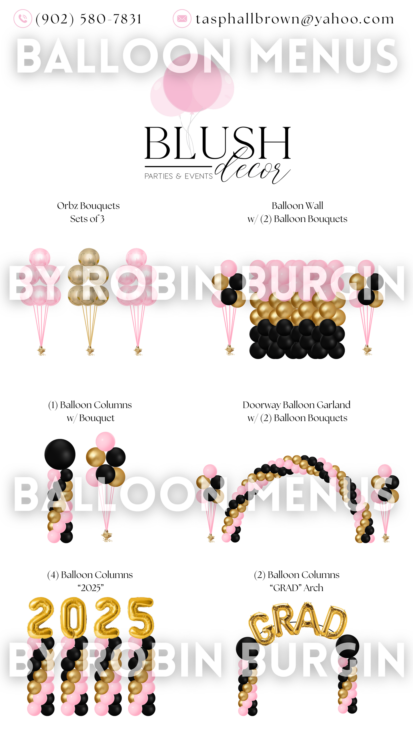 Custom Balloon Menu - Blush Event Decor (Medium)