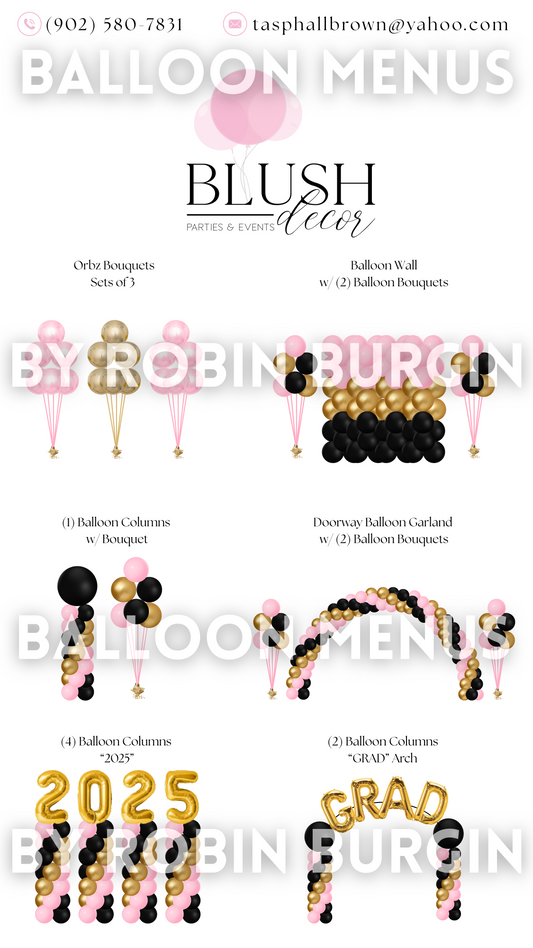 Custom Balloon Menu - Blush Event Decor (Medium)